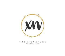 X N XN Initial letter handwriting and signature logo. A concept handwriting initial logo with template element.
