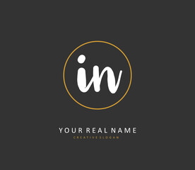 I N IN Initial letter handwriting and signature logo. A concept handwriting initial logo with template element.
