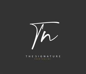 T N TN Initial letter handwriting and signature logo. A concept handwriting initial logo with template element.