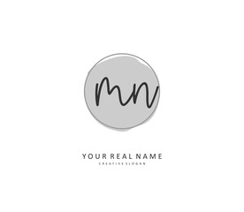 M N MN Initial letter handwriting and signature logo. A concept handwriting initial logo with template element.