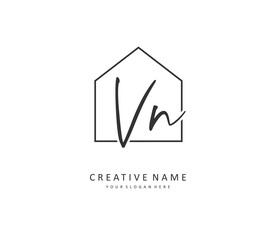 V N VN Initial letter handwriting and signature logo. A concept handwriting initial logo with template element.