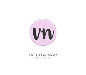 V N VN Initial letter handwriting and signature logo. A concept handwriting initial logo with template element.