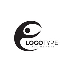 people logo in yoga sport pose with black color