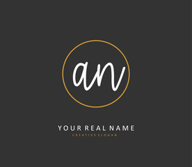 A N AN Initial letter handwriting and signature logo. A concept handwriting initial logo with template element.