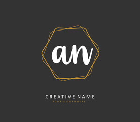 A N AN Initial letter handwriting and signature logo. A concept handwriting initial logo with template element.