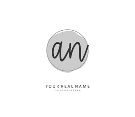 A N AN Initial letter handwriting and signature logo. A concept handwriting initial logo with template element.