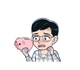 Young man in gray pajamas