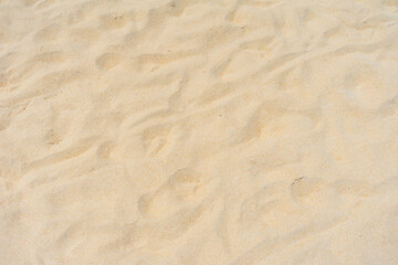 Fototapeta na wymiar Closeup shot of sand texture on the beach as nature background. Wallpaper and background concept.