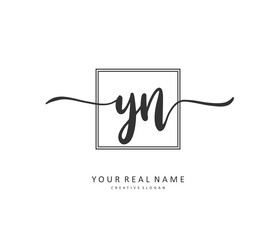 Y N YN Initial letter handwriting and signature logo. A concept handwriting initial logo with template element. - obrazy, fototapety, plakaty