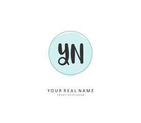 Y N YN Initial letter handwriting and signature logo. A concept handwriting initial logo with template element.