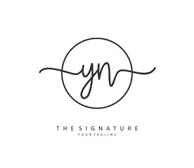 Y N YN Initial letter handwriting and signature logo. A concept handwriting initial logo with template element.