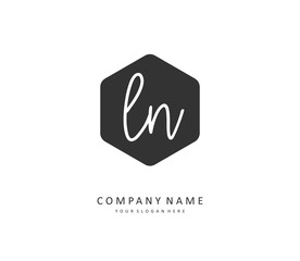 L N LN Initial letter handwriting and signature logo. A concept handwriting initial logo with template element.