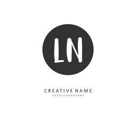 L N LN Initial letter handwriting and signature logo. A concept handwriting initial logo with template element.