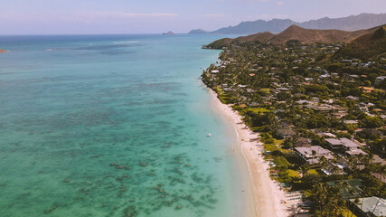 Aerial Lanikai Beach, Kailua, Oahu, Hawaii