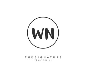 W N WN Initial letter handwriting and signature logo. A concept handwriting initial logo with template element.