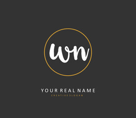 W N WN Initial letter handwriting and signature logo. A concept handwriting initial logo with template element.