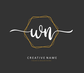 W N WN Initial letter handwriting and signature logo. A concept handwriting initial logo with template element.