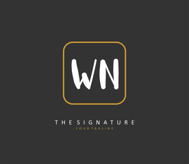 W N WN Initial letter handwriting and signature logo. A concept handwriting initial logo with template element.