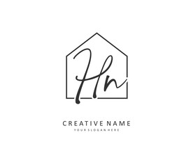 H N HN Initial letter handwriting and signature logo. A concept handwriting initial logo with template element.