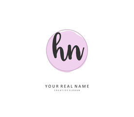 H N HN Initial letter handwriting and signature logo. A concept handwriting initial logo with template element.