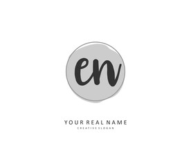 E N EN Initial letter handwriting and signature logo. A concept handwriting initial logo with template element.