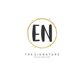 E N EN Initial letter handwriting and signature logo. A concept handwriting initial logo with template element.