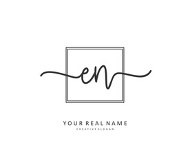 Obraz premium E N EN Initial letter handwriting and signature logo. A concept handwriting initial logo with template element.