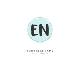 E N EN Initial letter handwriting and signature logo. A concept handwriting initial logo with template element.