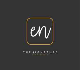 E N EN Initial letter handwriting and signature logo. A concept handwriting initial logo with template element.