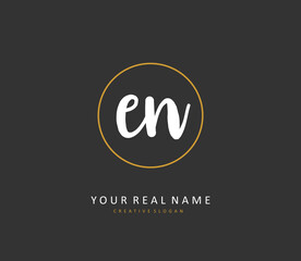 E N EN Initial letter handwriting and signature logo. A concept handwriting initial logo with template element.