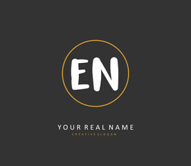 E N EN Initial letter handwriting and signature logo. A concept handwriting initial logo with template element.
