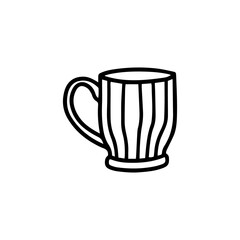 A mug with a striped pattern. Doodle style 