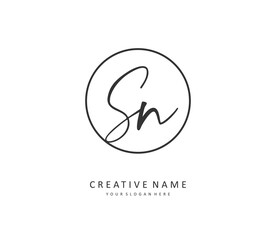 S N SN Initial letter handwriting and signature logo. A concept handwriting initial logo with template element.