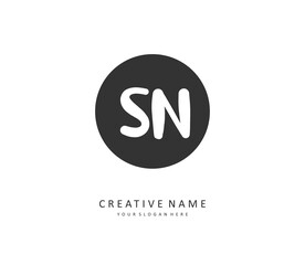 S N SN Initial letter handwriting and signature logo. A concept handwriting initial logo with template element.