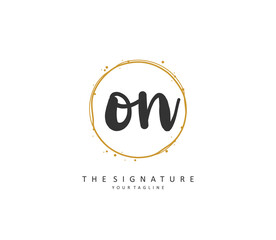 O N ON Initial letter handwriting and signature logo. A concept handwriting initial logo with template element.