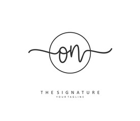 O N ON Initial letter handwriting and signature logo. A concept handwriting initial logo with template element.