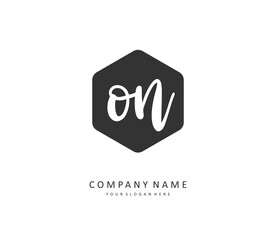 O N ON Initial letter handwriting and signature logo. A concept handwriting initial logo with template element.
