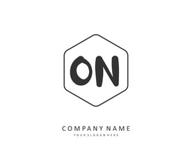 O N ON Initial letter handwriting and signature logo. A concept handwriting initial logo with template element.