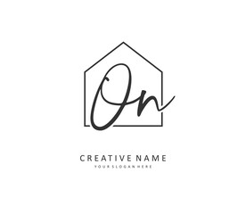 O N ON Initial letter handwriting and signature logo. A concept handwriting initial logo with template element.