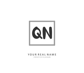 Q N QN Initial letter handwriting and signature logo. A concept handwriting initial logo with template element.
