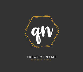 Q N QN Initial letter handwriting and signature logo. A concept handwriting initial logo with template element.