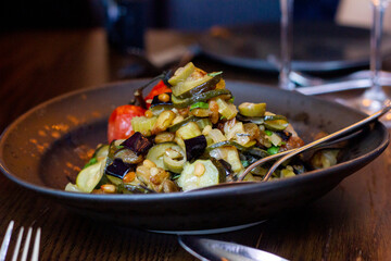 Vegetable caponata with eggplant and zucchini
