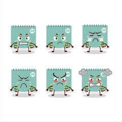 20th december calendar cartoon character with various angry expressions