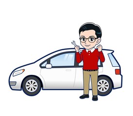 young man dressed in red clothes