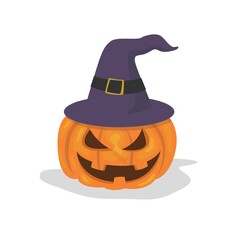 halloween pumpkin with hat witch