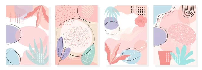 Pastellfarbene Hintergründe der abstrakten Kunst kreativ mit minimalem trendigem Stil, Bildschirm auf dem Handy, Vorlagendesign, Banner, Produkt, Poster, Mode, Muster. © kanitta