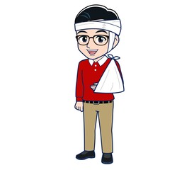 young man dressed in red clothes