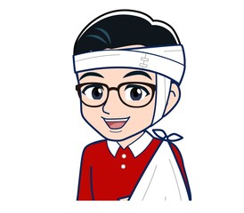 young man dressed in red clothes