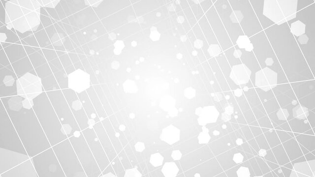 Abstract Light white particles grid lines Rotation loop gradient background. Business animation. presentation, event, birthday backdrop. Space moving soft geometric lines. award show, Screen Saver