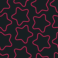 Seamless vector pattern with rounded coral stroke stars on a theme background. Design for wallpaper, decor, covers, textiles, factories, kids rooms, t-shirt printing, boxes, wrapping paper